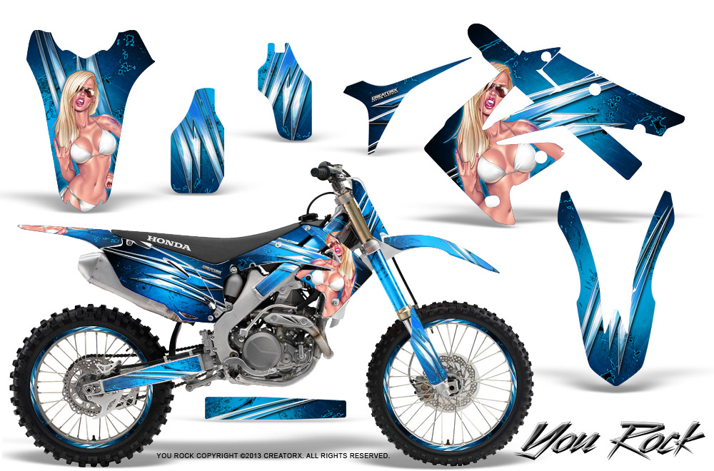 Honda CRF250 10-12 CRF450 09-12 Graphics Kit You Rock BlueIce NP Rims